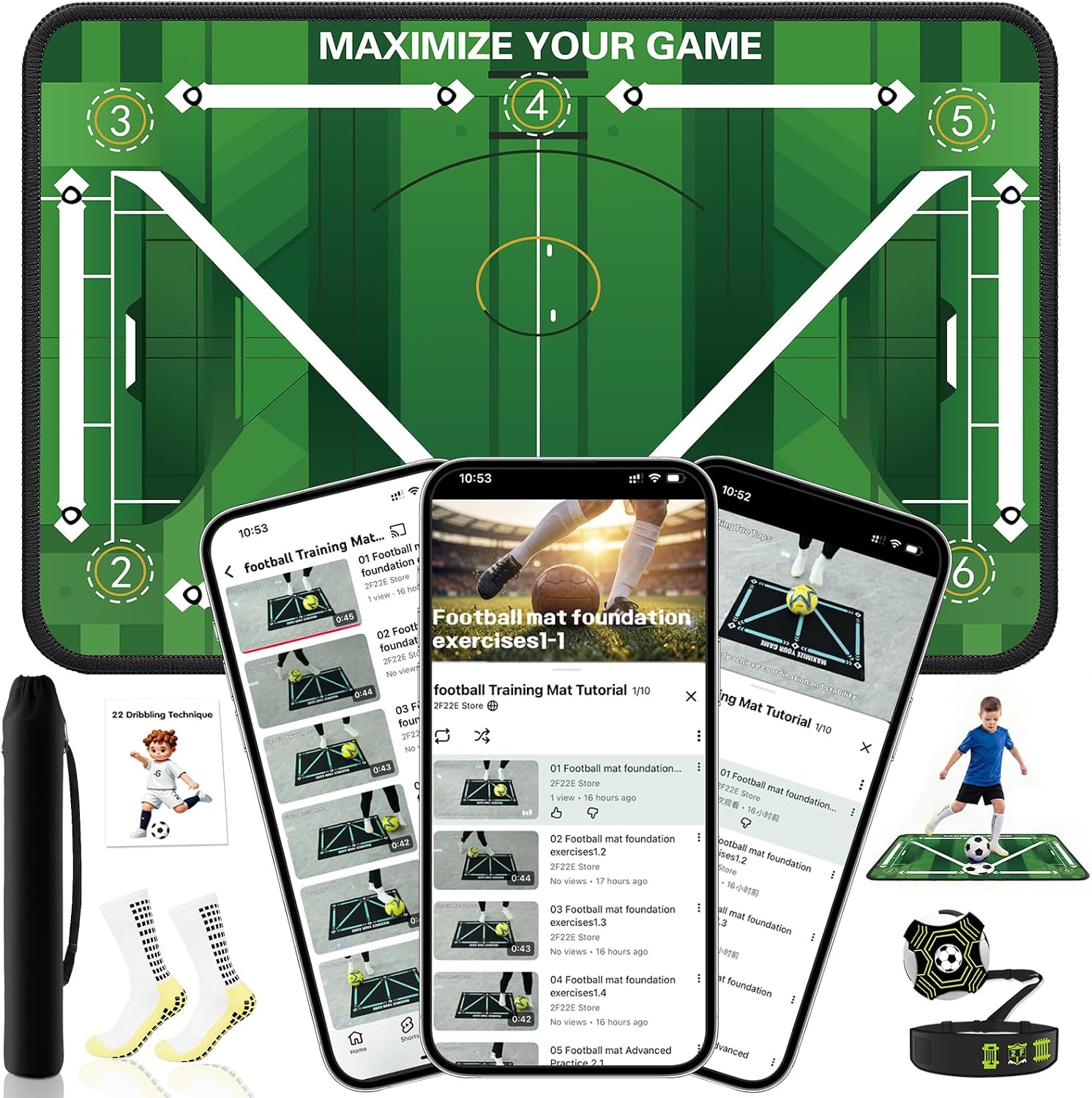 Green football training mat