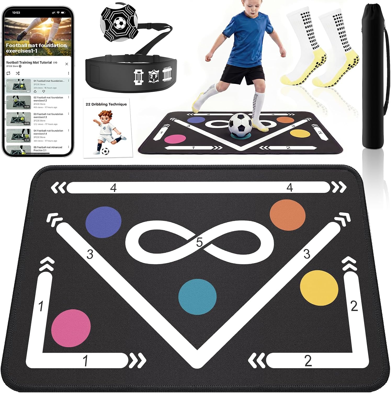 Multicolor football training mat