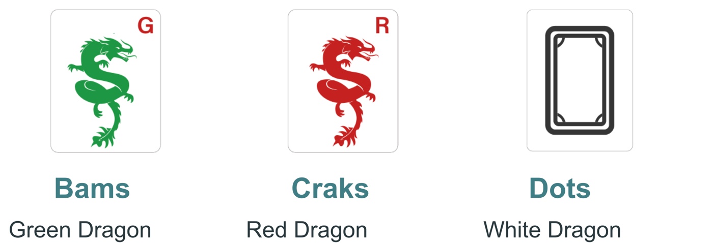 Green Dragon for Bams, Red Dragon for Craks, White Dragon (Soap) for Dots