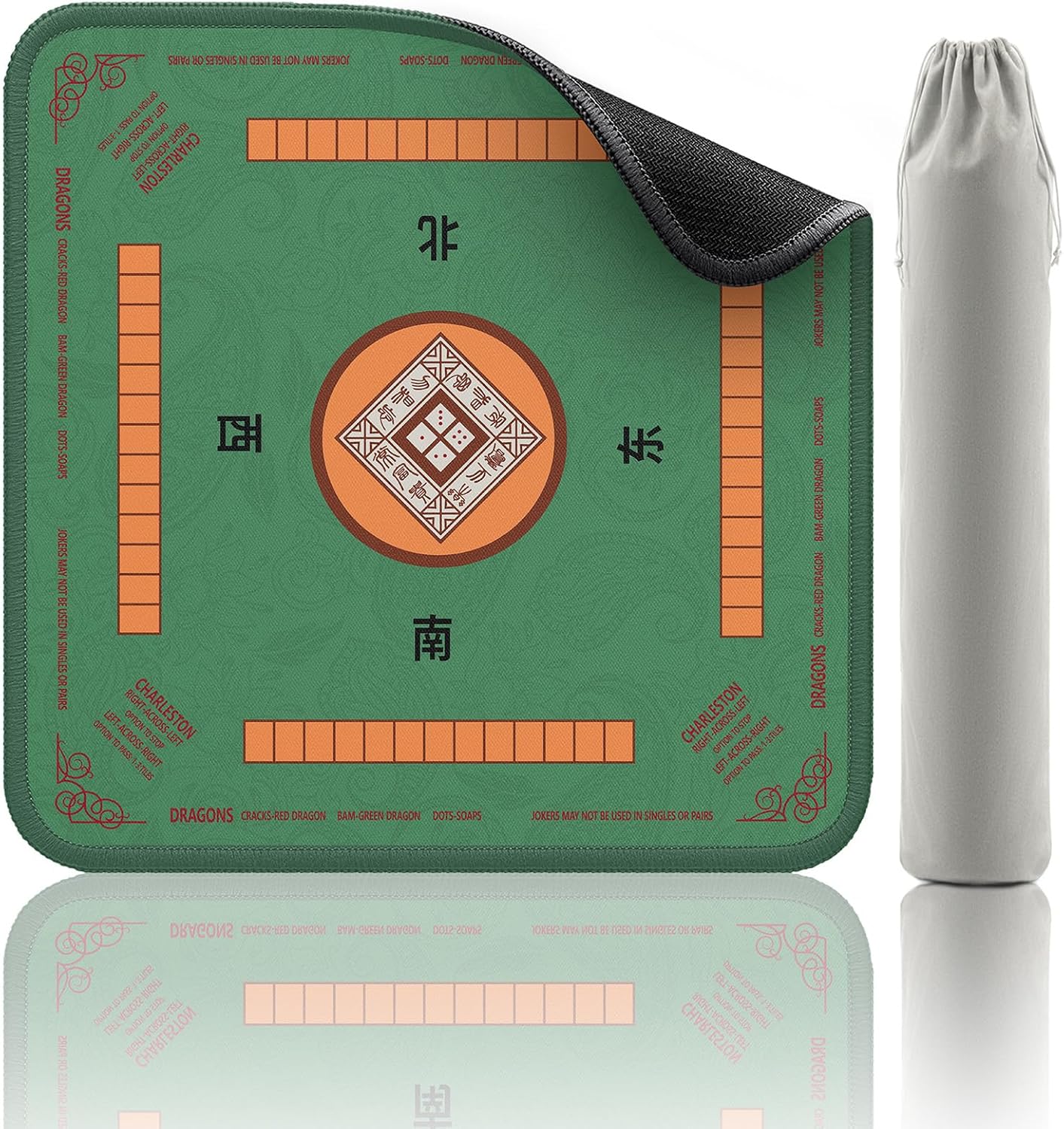 Green Mahjong mat with textured backing
